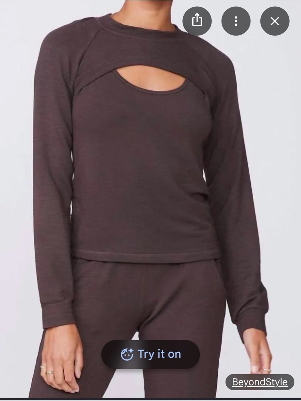REVOLVE Monrow Peekaboo Sweater Blouse Brown NWT XL
